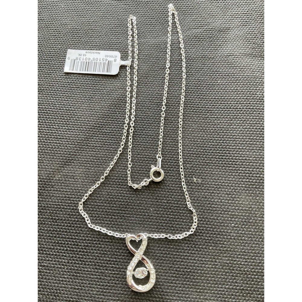 Estate Costume Jewelry 18 In Silver-plate Swarovski Crystal Infinity Necklace